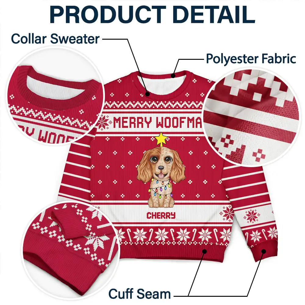 Merry Woofmas Dog Lovers - Personalized Unisex Ugly Sweater - Image 6