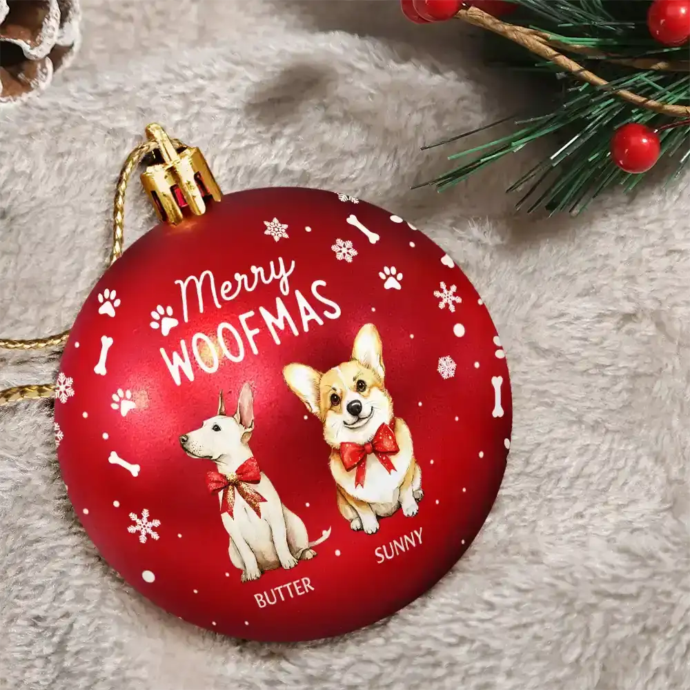 Merry Woofmas - Personalized Ball Ornament - Image 3