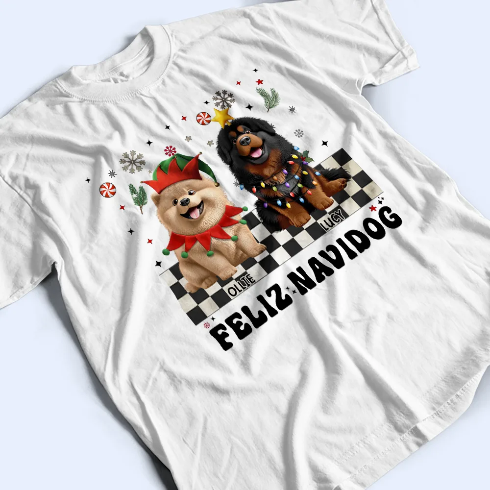 Merry Woofmas Retro - Personalized T Shirt - Image 4