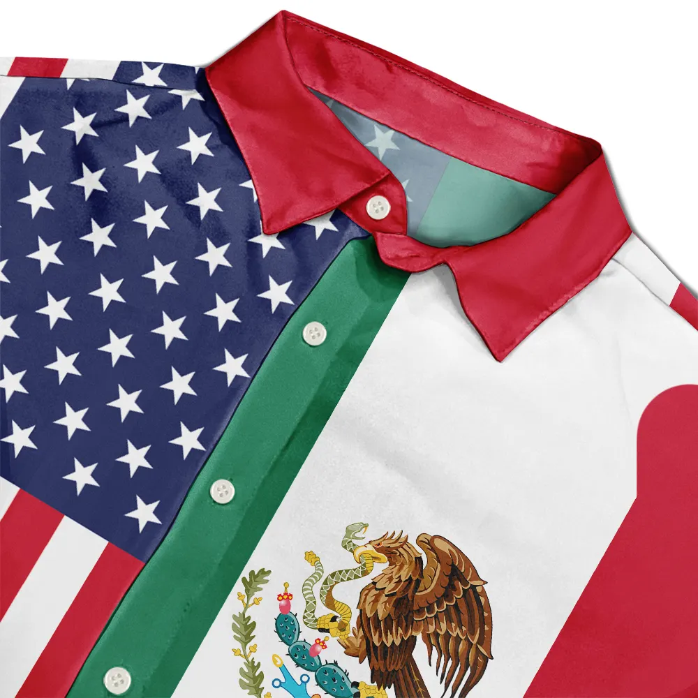 Mexican American Flag 1776 Eagle America 250th - Hawaiian Shirt - Image 4