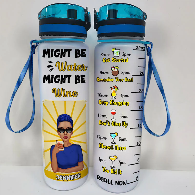 Might Be Water Might Be - Personalized Custom Water Tracker Bottle - Image 2