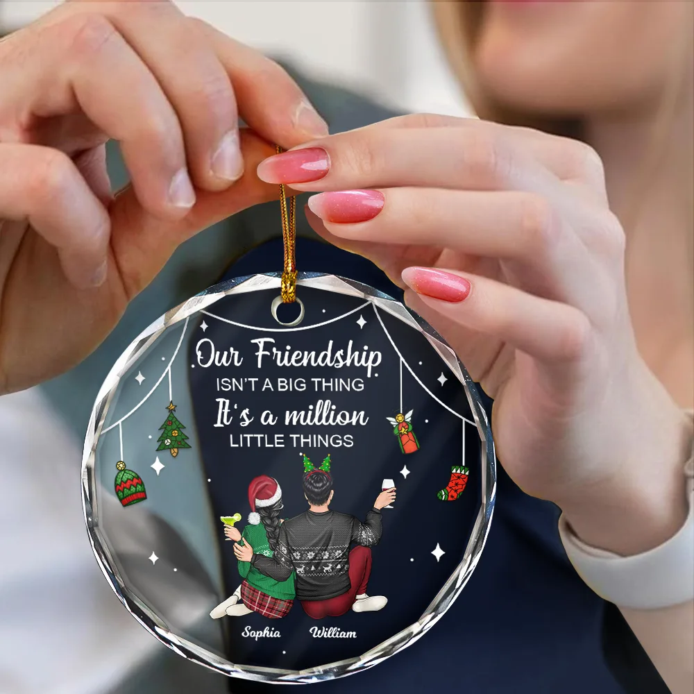 Million Little Things Friendship - Personalized Circle Glass Ornament - Image 4