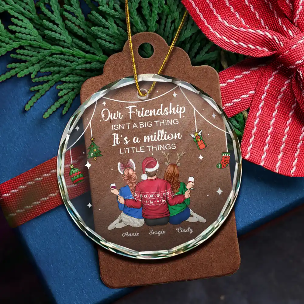 Million Little Things Friendship - Personalized Circle Glass Ornament - Image 5