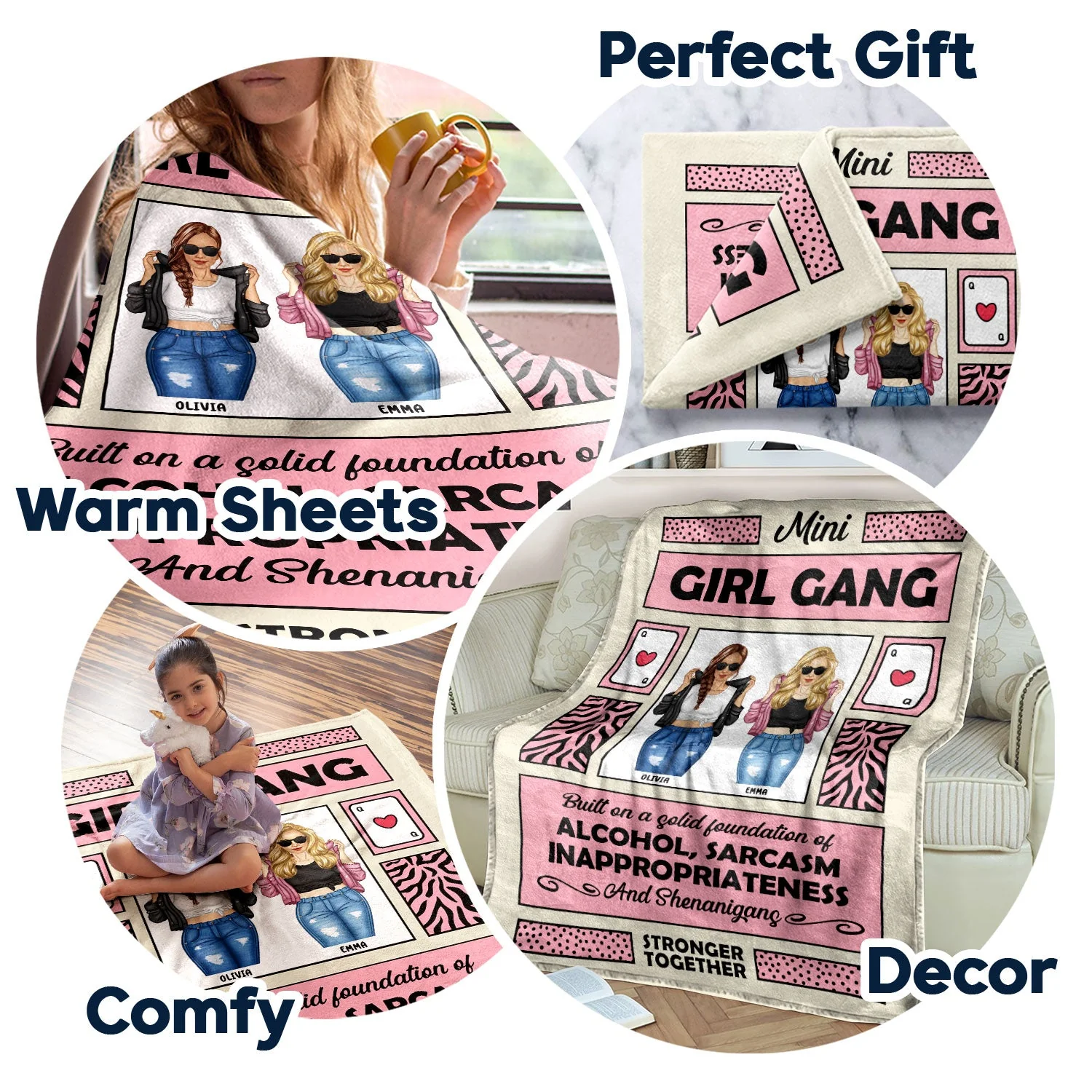Mini Girl Gang - Gift For Sisters And Best Friends - Personalized Fleece Blanket - Image 6