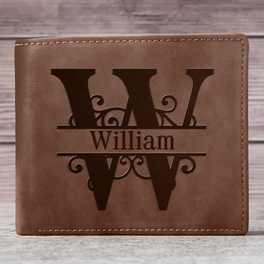 Minimalist Monogram Vintage Style - Personalized Leather Wallet