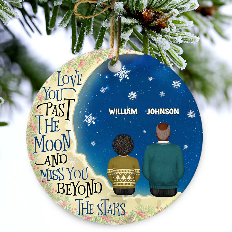 Miss You Beyond The Stars - Memorial Gift - Christmas Gift - Personalized Custom Circle Ceramic Ornament - Image 2