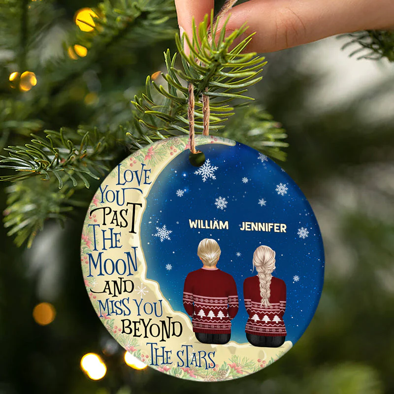 Miss You Beyond The Stars - Memorial Gift - Christmas Gift - Personalized Custom Circle Ceramic Ornament - Image 3
