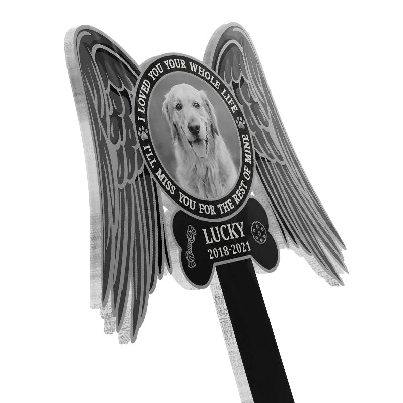 Miss You For The Rest Of Mine - Pet Memorial Gift - Personalized Custom Wings Acrylic Plaque Stake - Image 3
