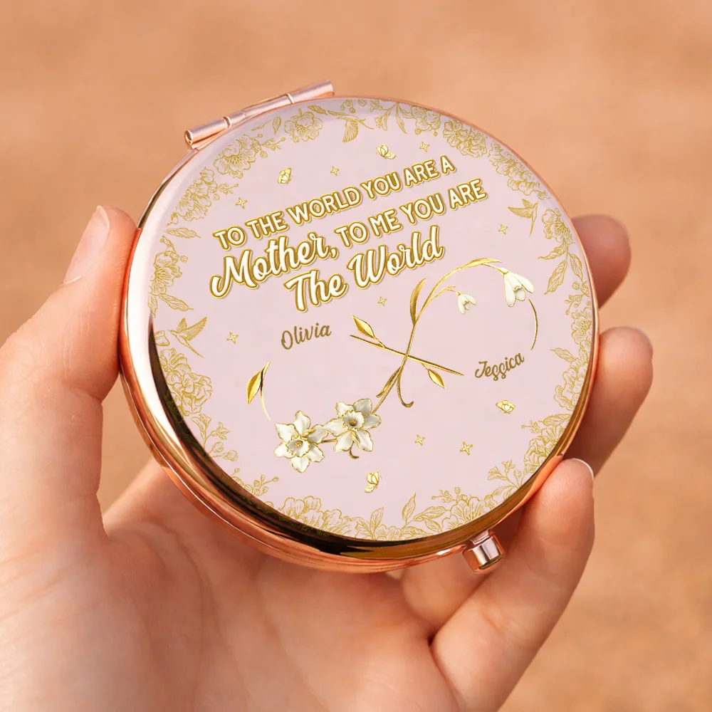 Mom And Daughter Forever Linked Together - Personalized Compact Mirror - Image 5