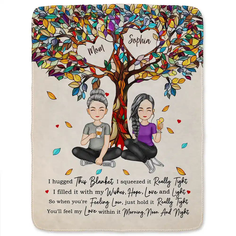 Mom & Children Hold It Tight And Feel Our Love Within It - Personalized Fleece Blanket, Sherpa Blanket - Image 2