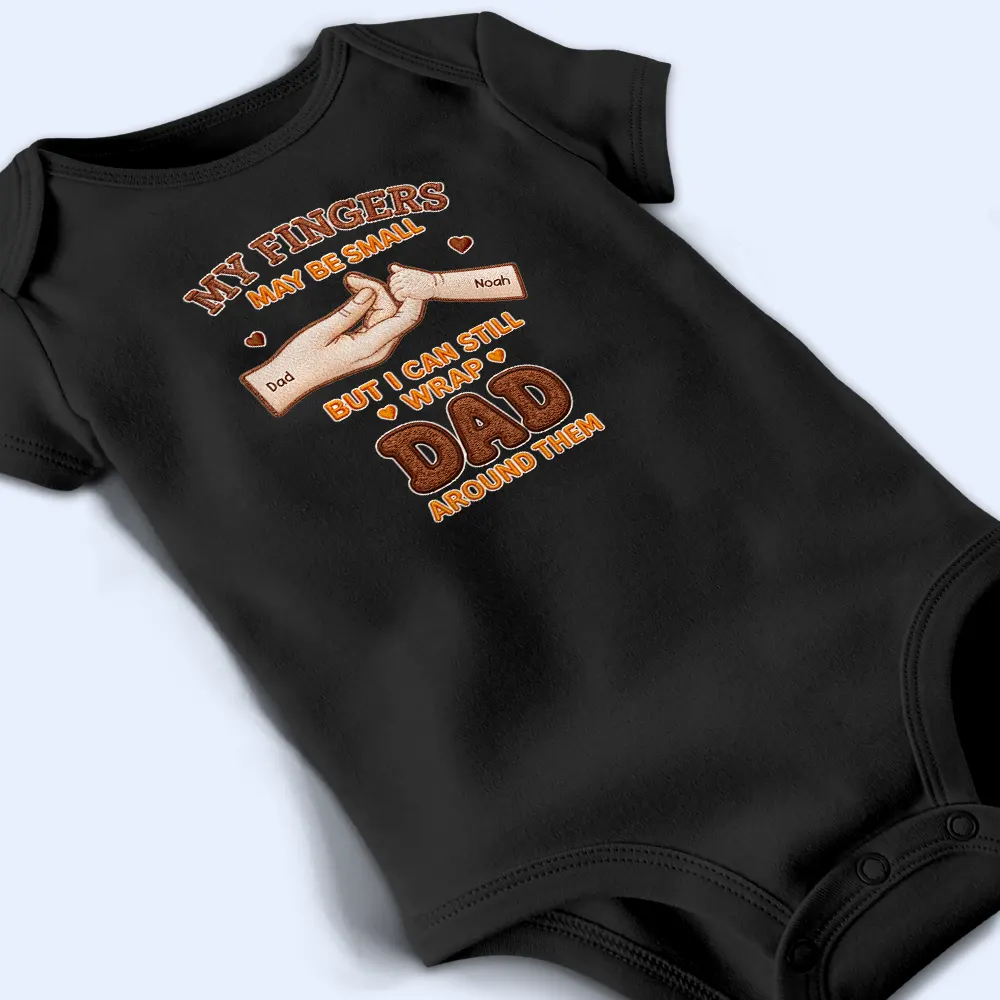 Mom Dad & Baby My Fingers May Be Small - Personalized Baby Onesie - Image 4