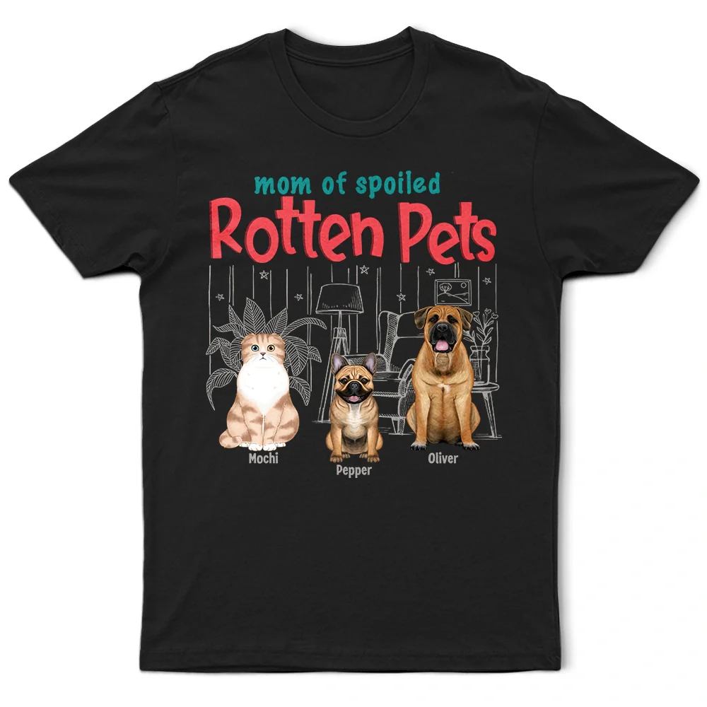Mom Dad Of A Spoiled Rotten Cat Dog - Personalized T Shirt - Image 3
