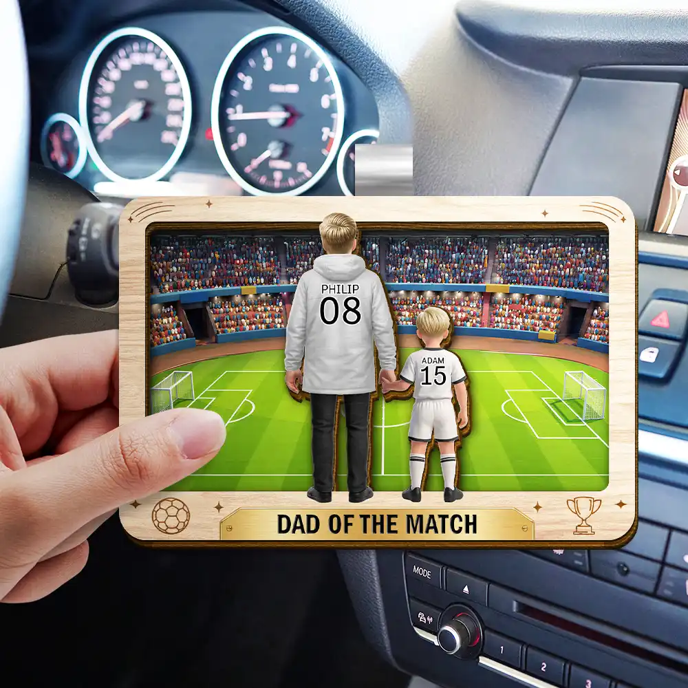 Mom Dad Of The Match Football Soccer Kid Team - Personalized Custom Shaped Car Visor Clip - Image 3