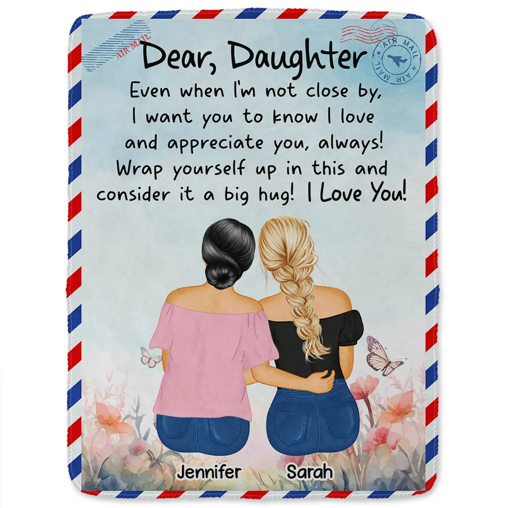 Mom Daughter Even When I'm Not Closed By - Personalized Fleece Blanket, Sherpa Blanket - Image 2