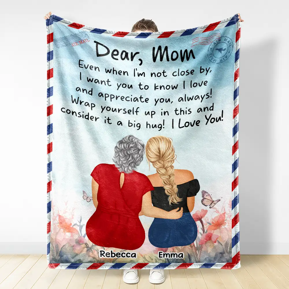 Mom Daughter Even When I'm Not Closed By - Personalized Fleece Blanket, Sherpa Blanket - Image 3