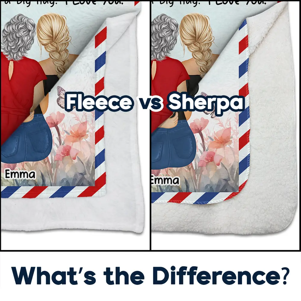 Mom Daughter Even When I'm Not Closed By - Personalized Fleece Blanket, Sherpa Blanket - Image 4