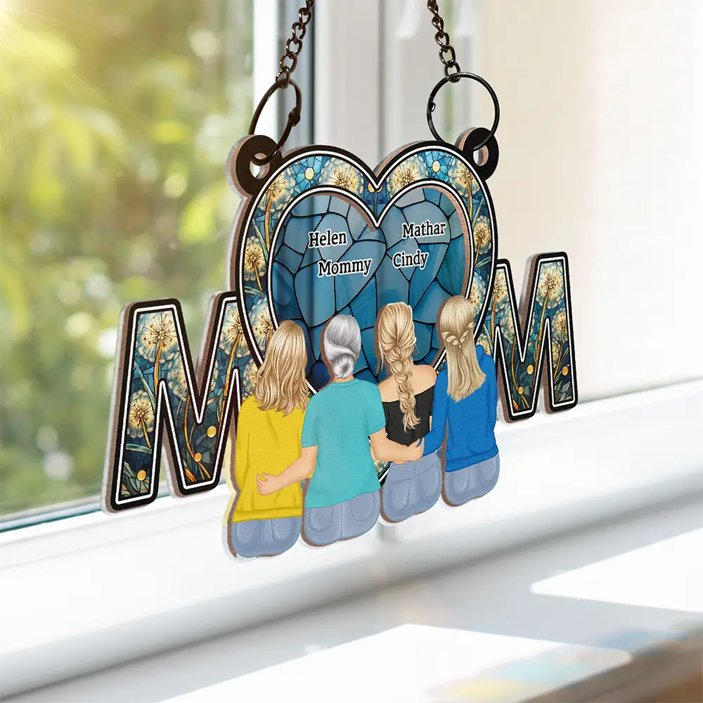 Mom & Daughter Flower - Personalized Window Hanging Suncatcher Ornament - Image 3