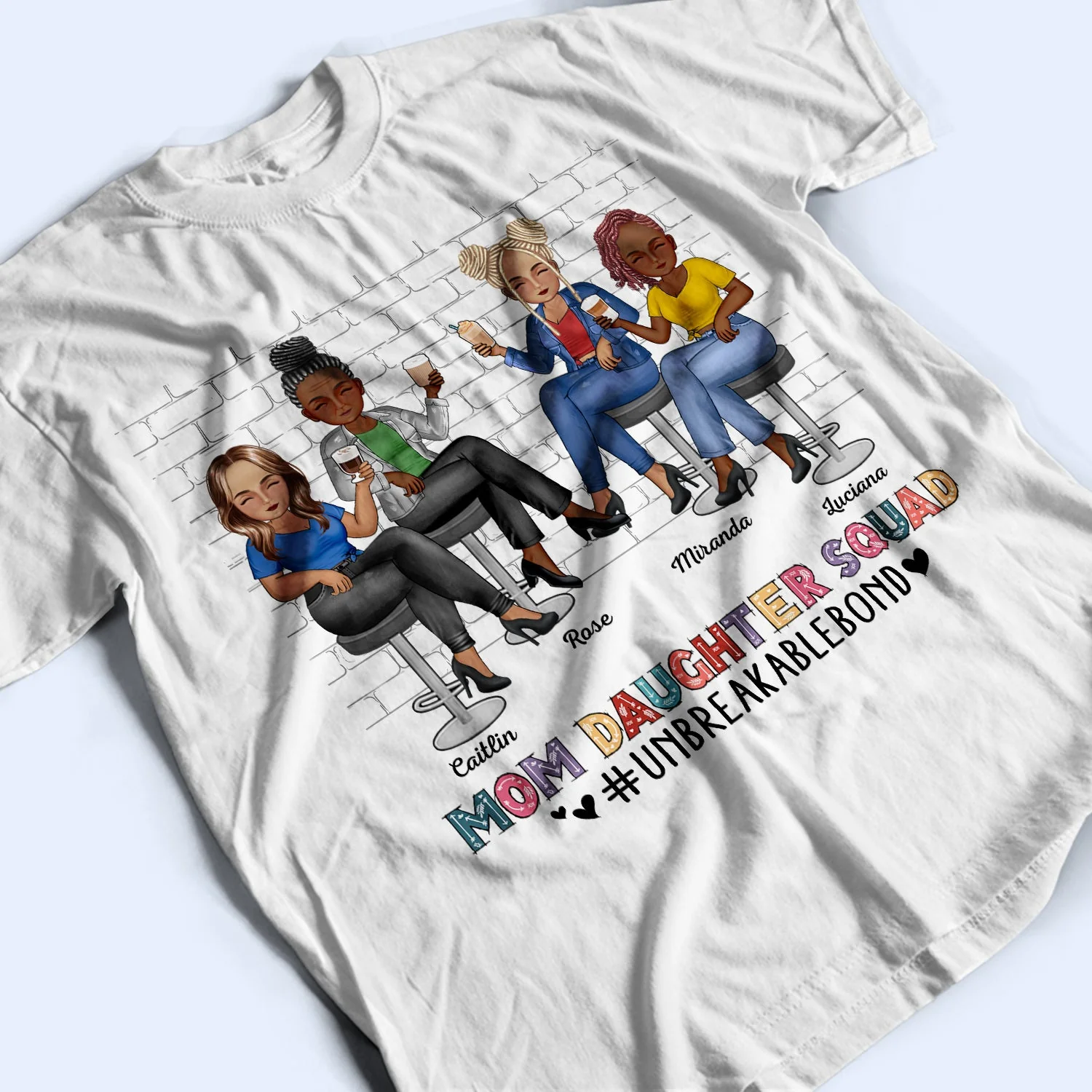 Mom Daughter Squad Unbreakable Bond - Birthday, Loving Gift For Mother, Mama, Grandma, Grandmother - Personalized Custom T Shirt - Image 3