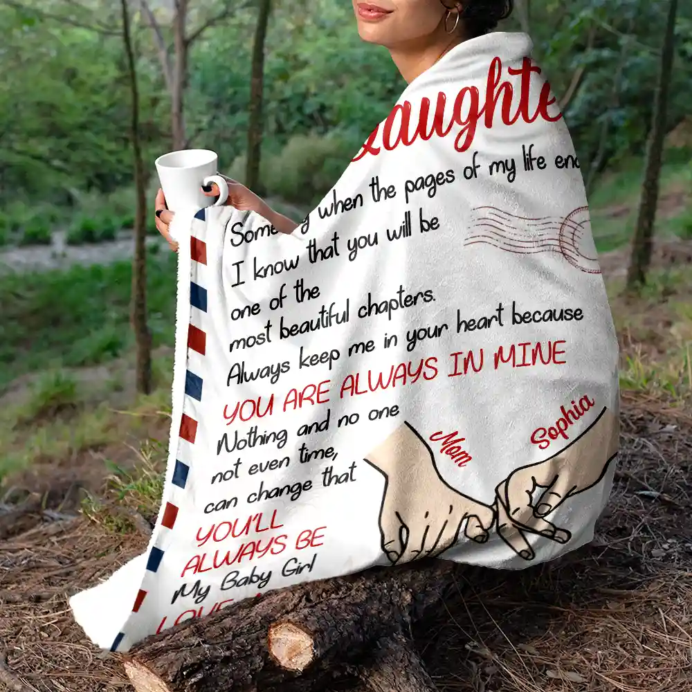 Mom Daughter You'll Always Be My Baby Girl - Personalized Fleece Blanket, Sherpa Blanket - Image 5