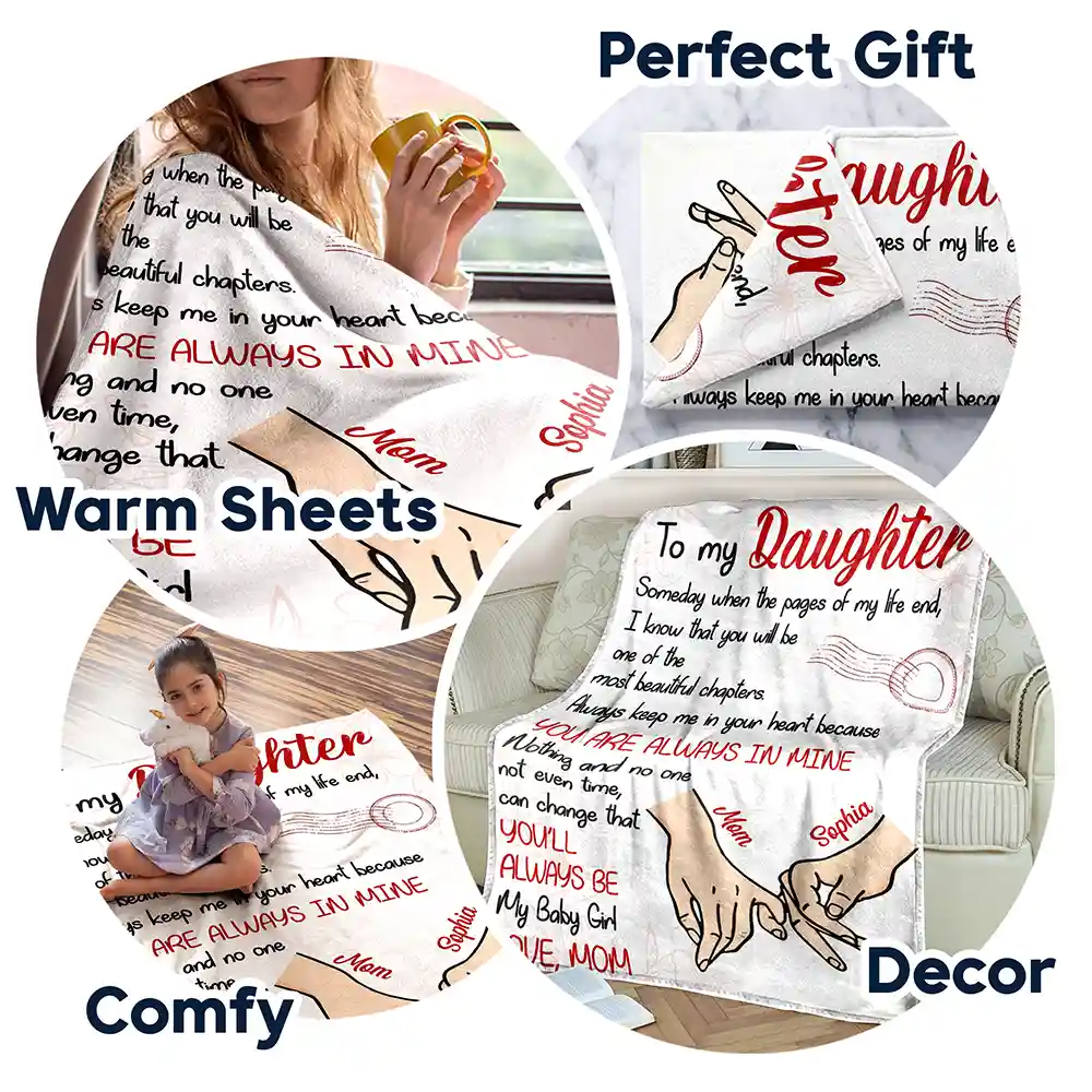 Mom Daughter You'll Always Be My Baby Girl - Personalized Fleece Blanket, Sherpa Blanket - Image 7