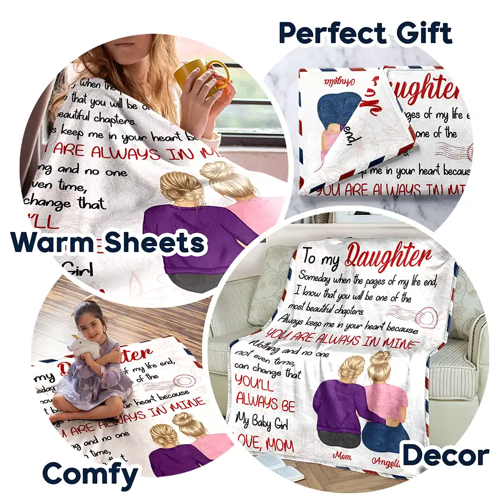 Mom Daughter You'll Always Be My Baby Girl - Personalized Fleece Blanket, Sherpa Blanket - Image 7