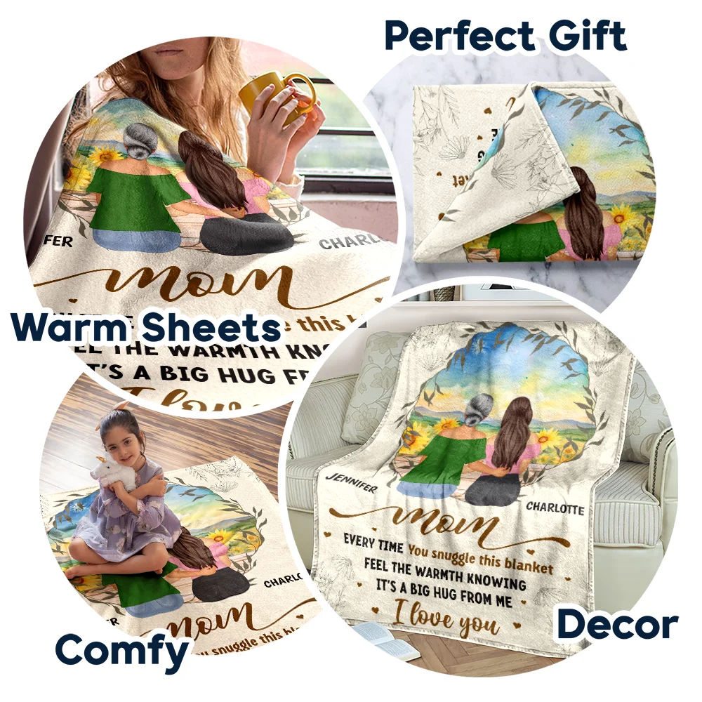 Mom Every Time You Snuggle This Blanket - Personalized Fleece Blanket, Sherpa Blanket - Image 7