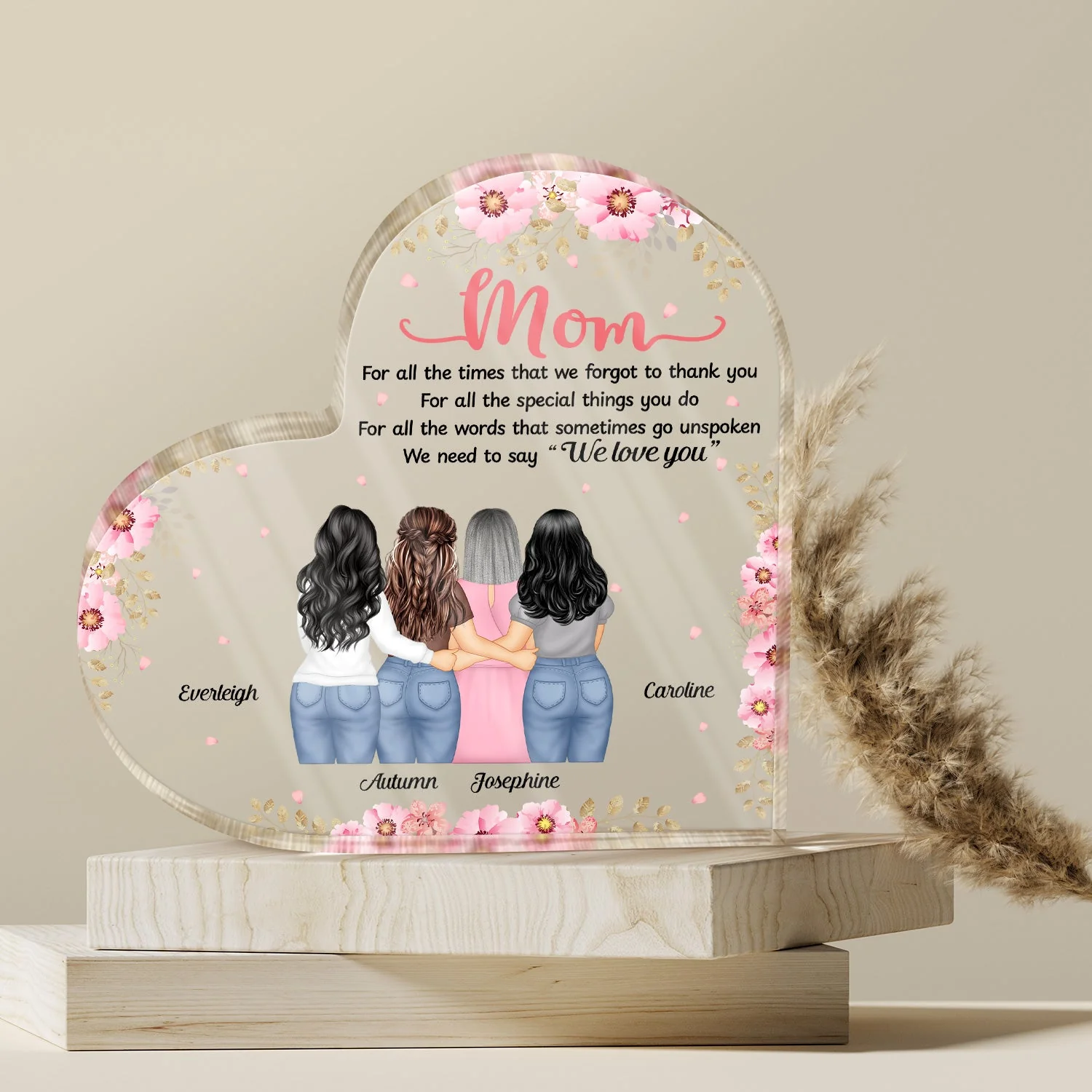 Mom For All The Times I Forgot To Thank You - Gift For Mother - Personalized Heart Shaped Acrylic Plaque - Image 4
