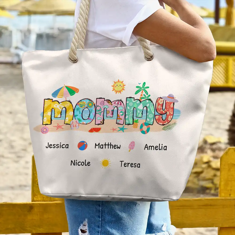 Mom Grandma Beach Summer Vibe - Personalized Beach Bag - Image 3