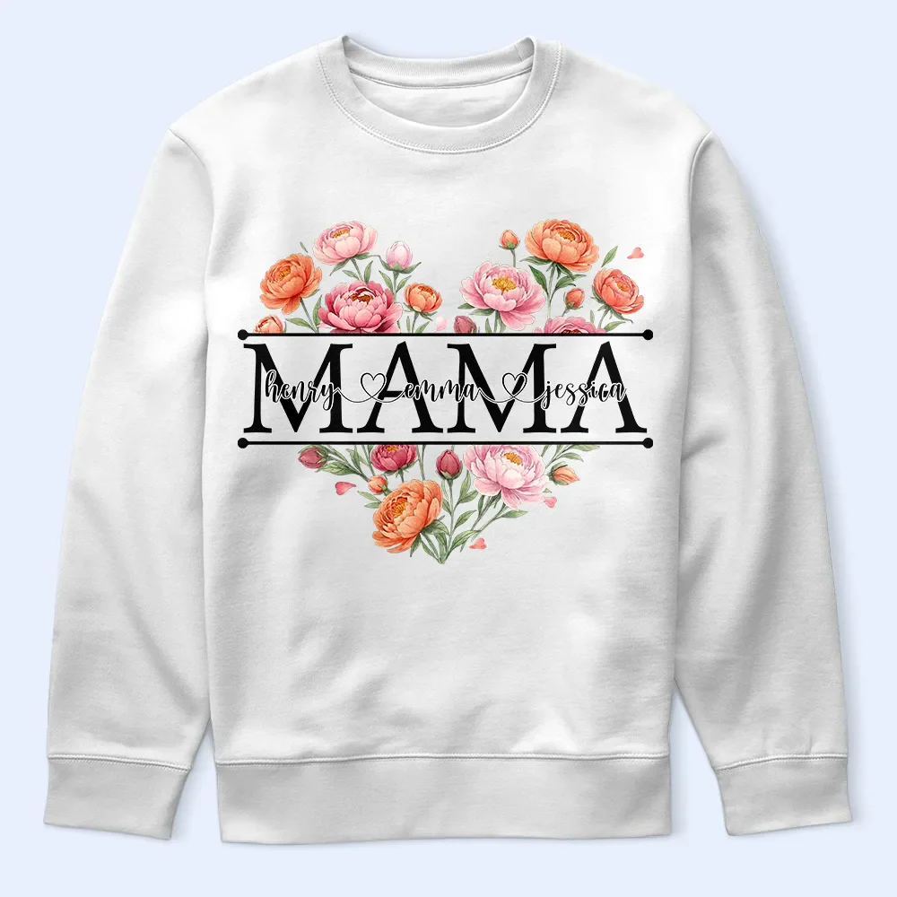 Mom Grandma Birth Flower Heart - Personalized T Shirt - Image 5