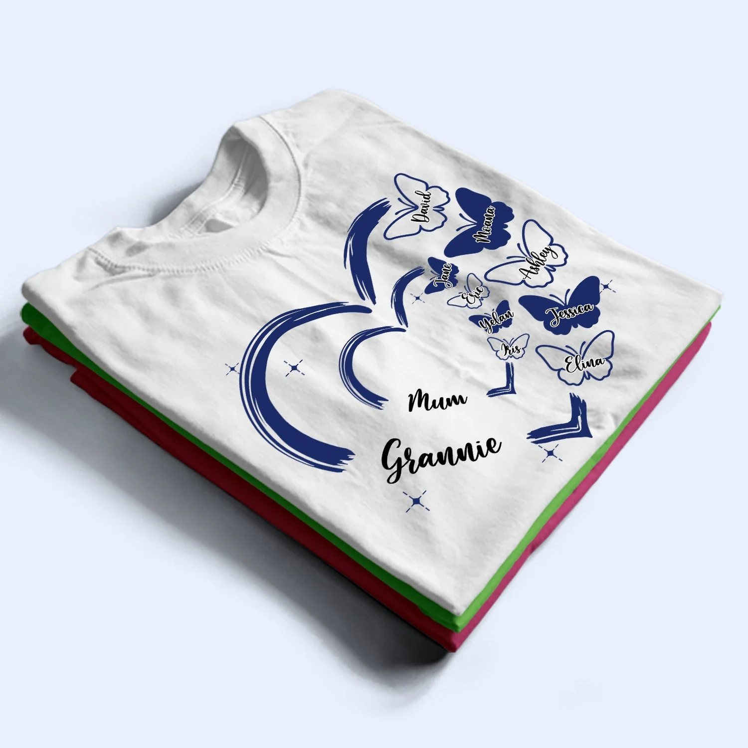 Mom Grandma Butterfly - Gift For Mother, Grandmother - Personalized T Shirt - Image 2