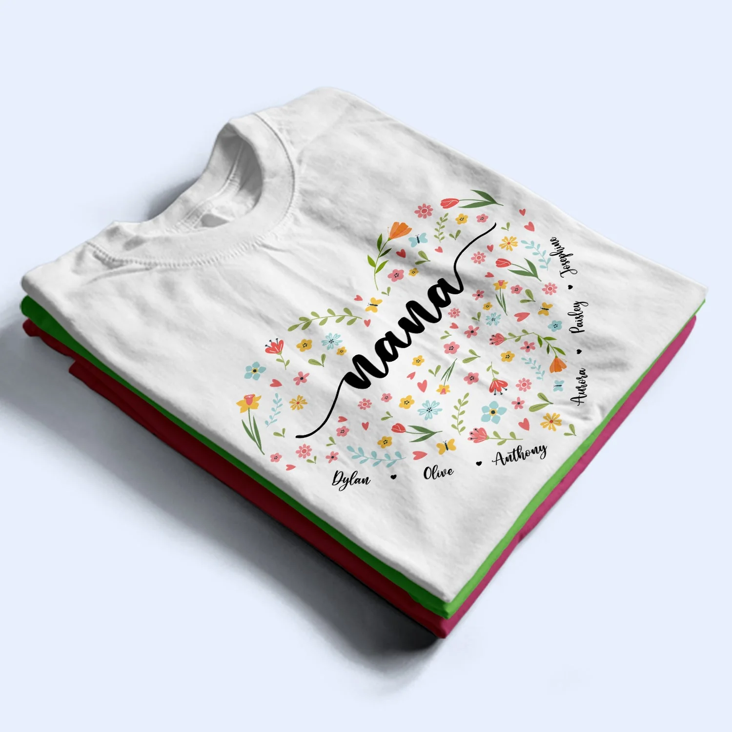 Mom Grandma Flowers - Gift For Mother, Grandmother - Personalized T Shirt - Image 2