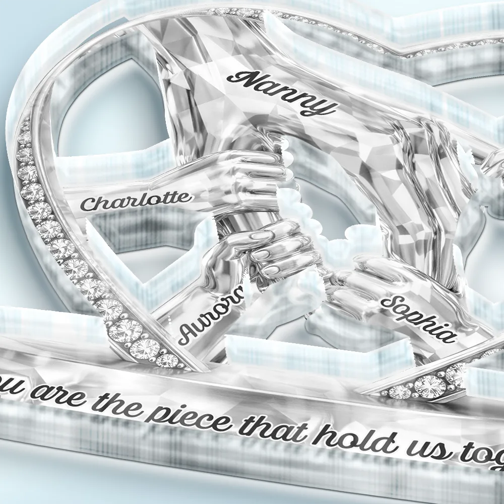 Mom Grandma Holding Hands 3D Effect - Personalized Custom Shaped Acrylic Plaque - Image 3