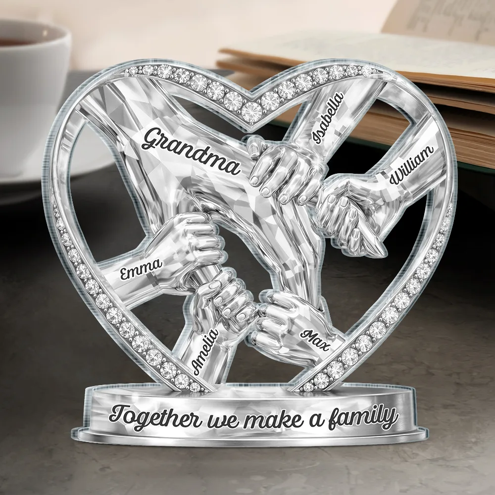 Mom Grandma Holding Hands 3D Effect - Personalized Custom Shaped Acrylic Plaque - Image 4