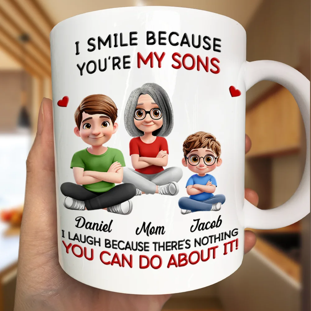 Mom Grandma I Smile Because You Are My Daughters Sons Grandkids - Personalized Mug - Image 3