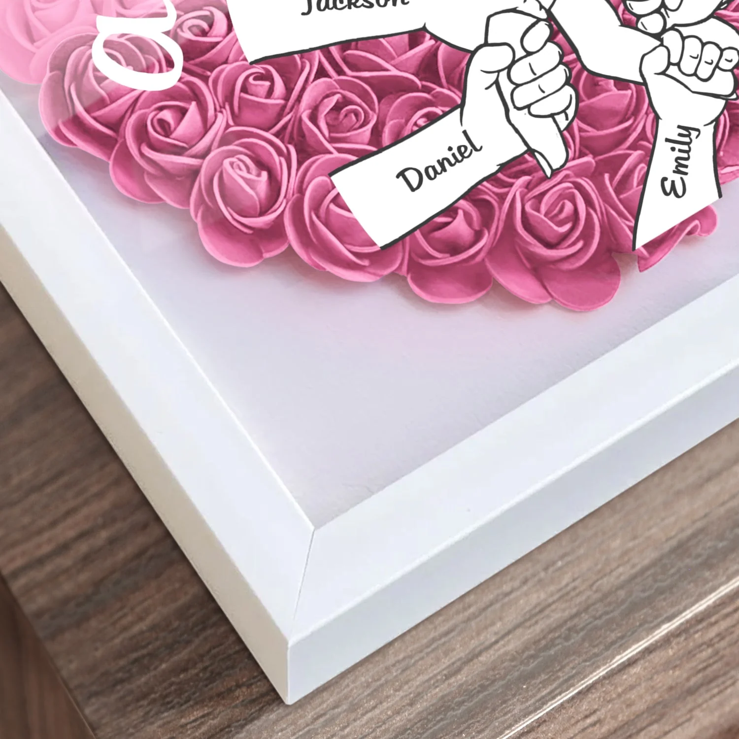 Mom Grandma Kids Hand In Hand - Gift For Mother, Grandmother - Personalized Flower Shadow Box - Image 4