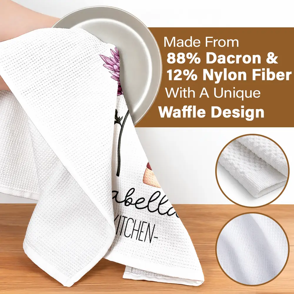 Mom Grandma Kitchen Birth Flower - Personalized Kitchen Towel - Image 4