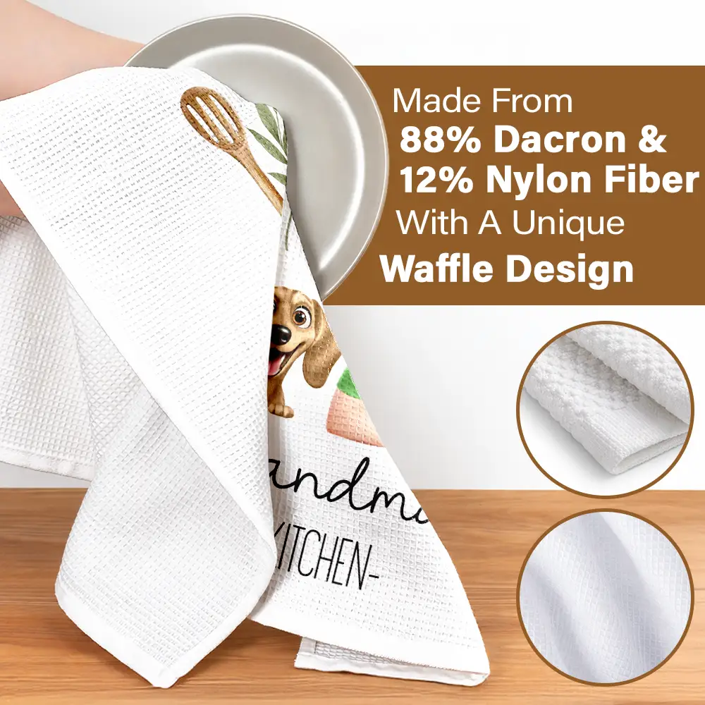 Mom Grandma Kitchen Dog Cat - Personalized Kitchen Towel - Image 4