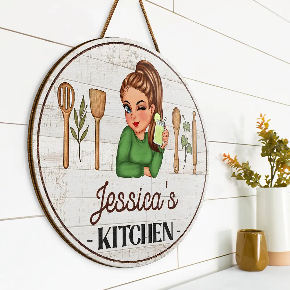 Mom Grandma Kitchen - Personalized Custom Shaped Wood Sign - Image 4