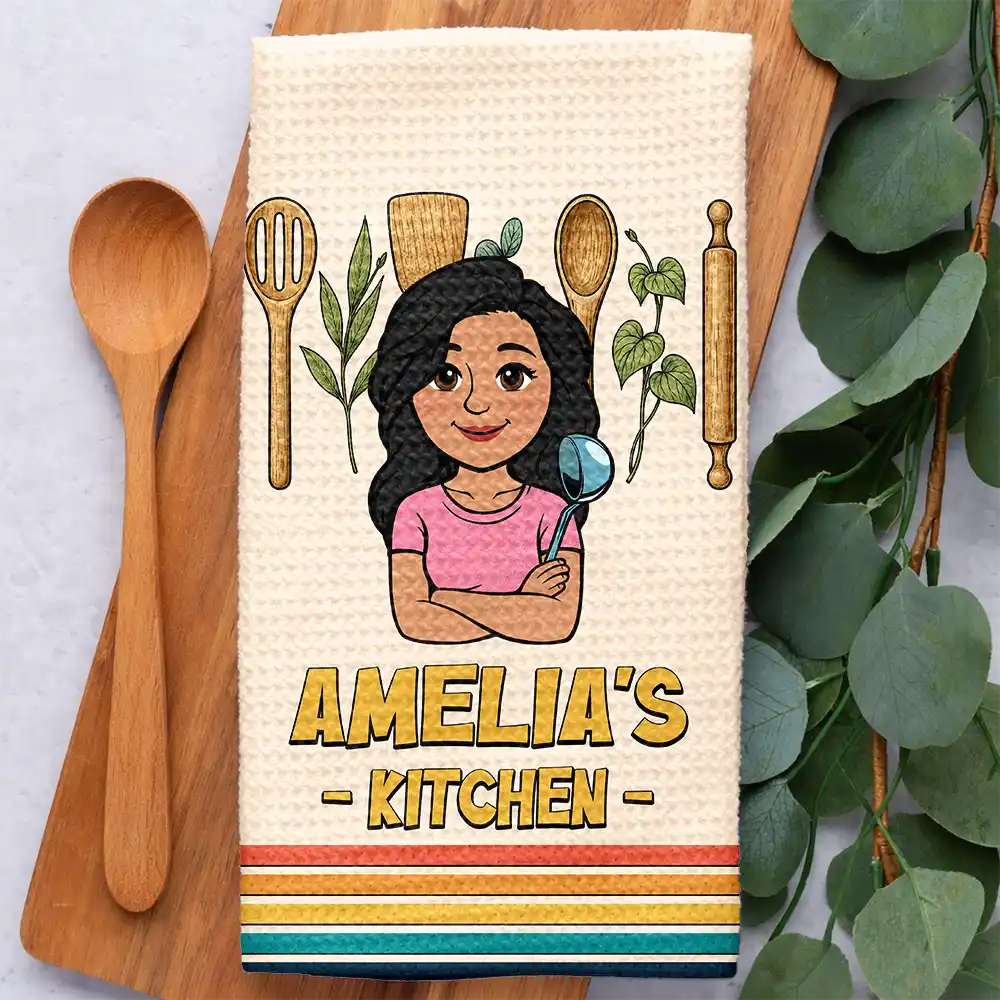 Mom Grandma Kitchen Retro - Personalized Kitchen Towel - Image 2