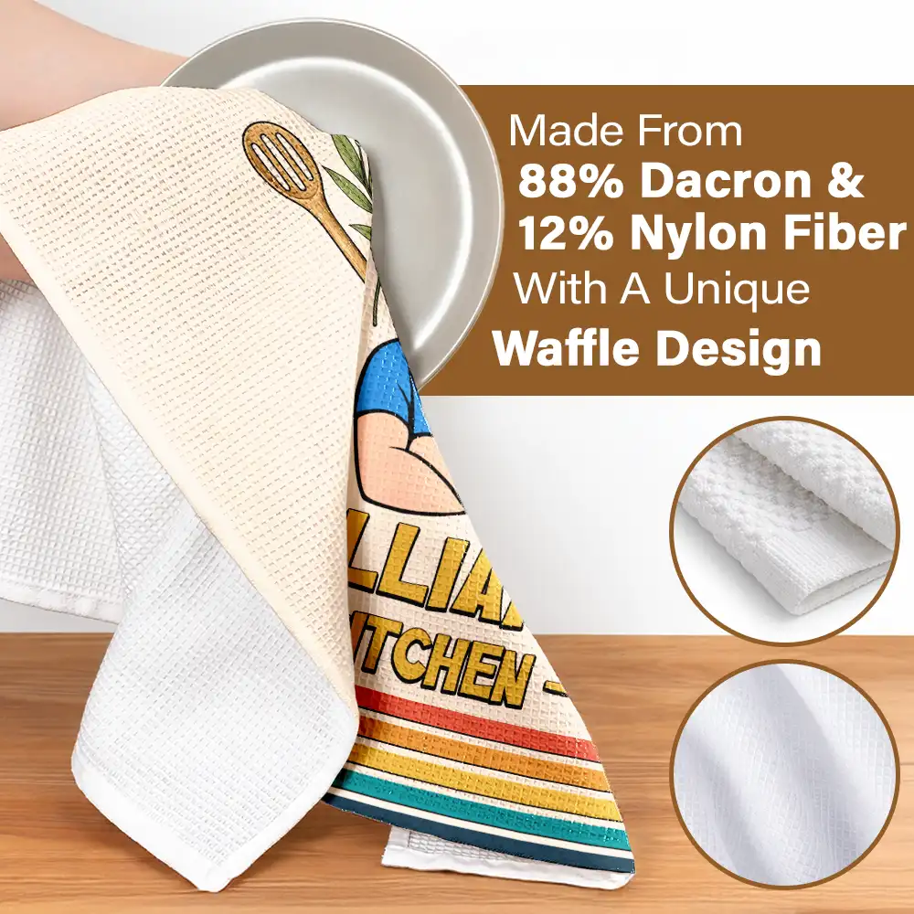 Mom Grandma Kitchen Retro - Personalized Kitchen Towel - Image 4