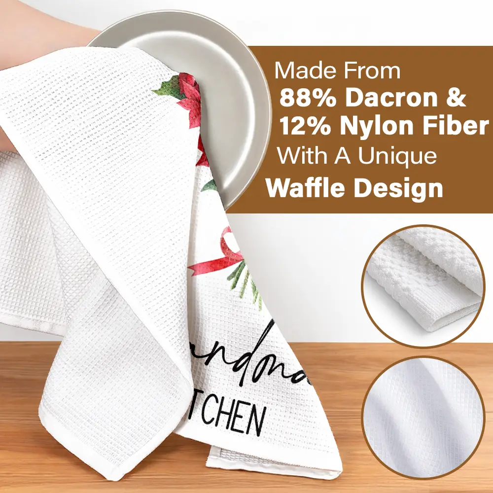 Mom Grandma Kitchen Watercolor Birth Flower Bouquet - Personalized Kitchen Towel - Image 4