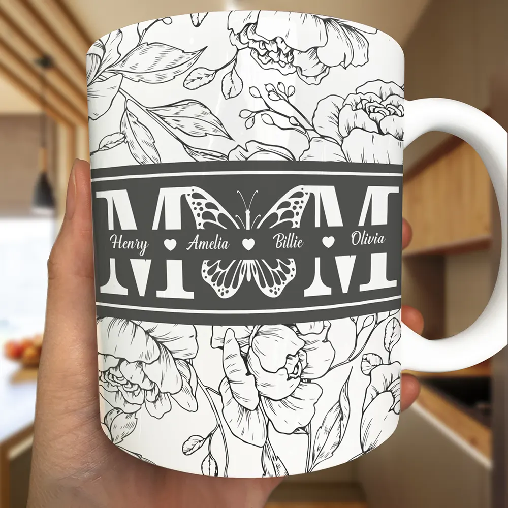 Mom Grandma Nana - Personalized White Edge-to-Edge Mug