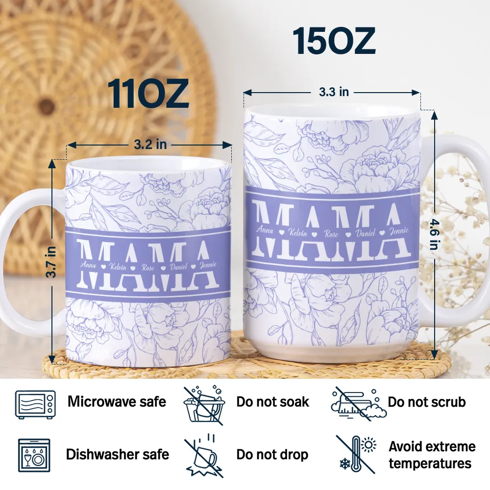 Mom Grandma Nana - Personalized White Edge-to-Edge Mug - Image 5