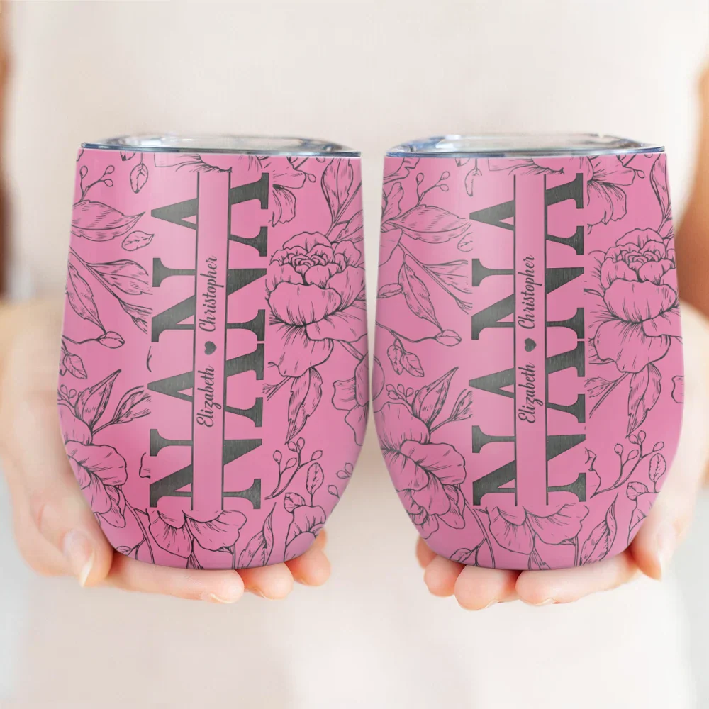 Mom Grandma Nana - Personalized Wine Tumbler - Image 2