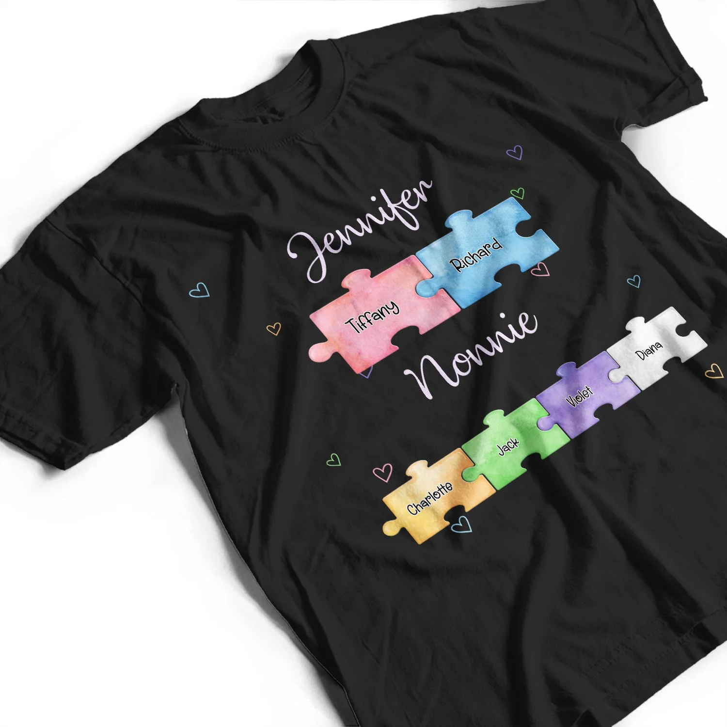 Mom Grandma Puzzle - Gift For Mom, Grandma - Personalized Custom T Shirt - Image 3
