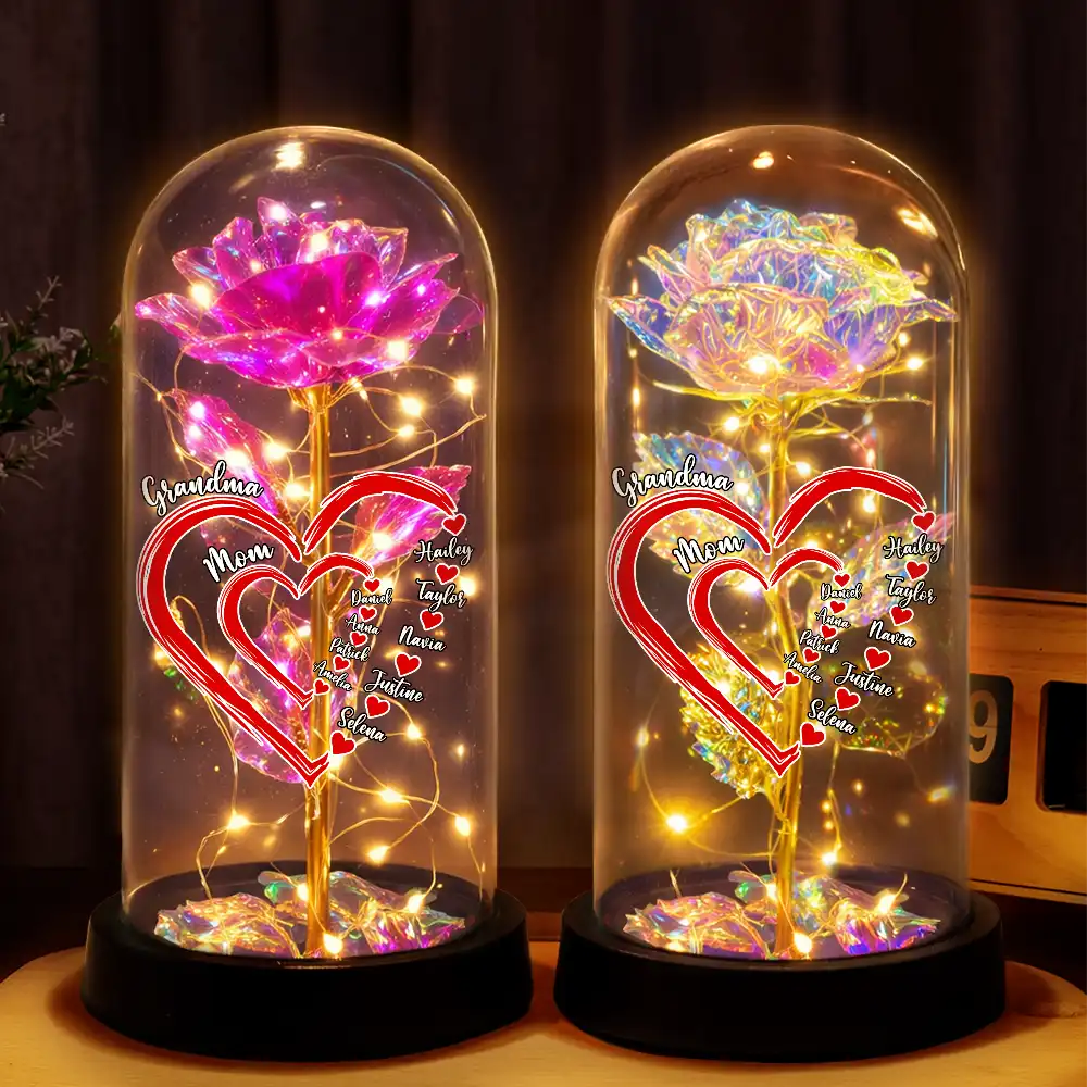 Mom Grandma Sweetheart - Personalized Everlasting Rose Dome Lamp - Image 2