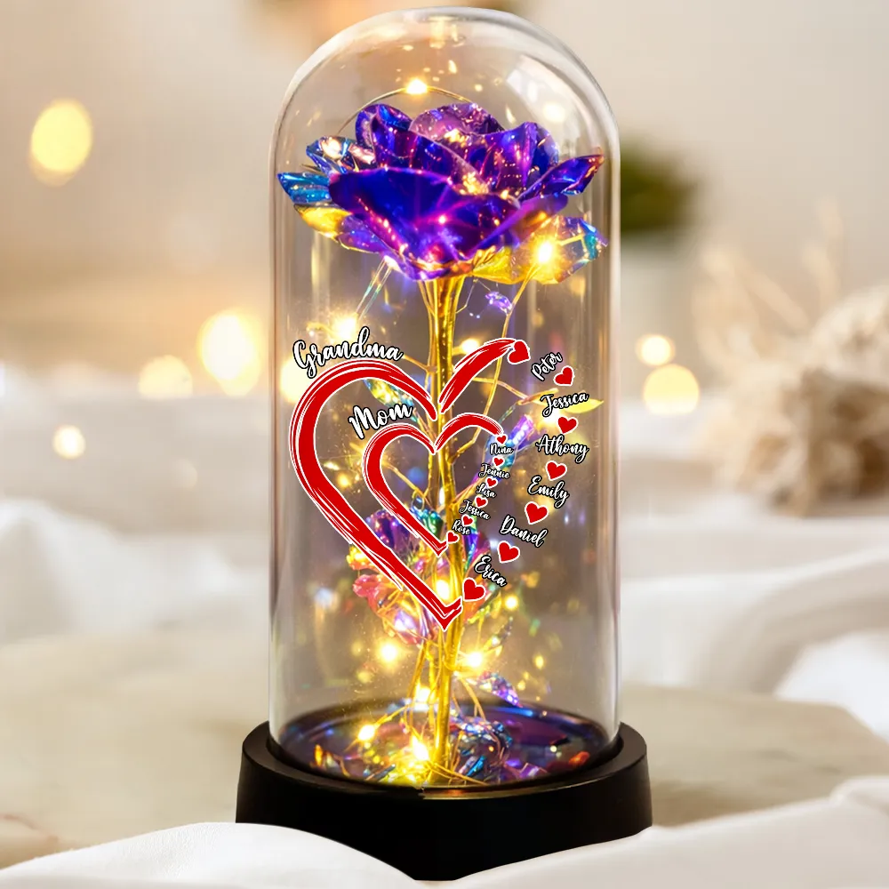 Mom Grandma Sweetheart - Personalized Everlasting Rose Dome Lamp - Image 3