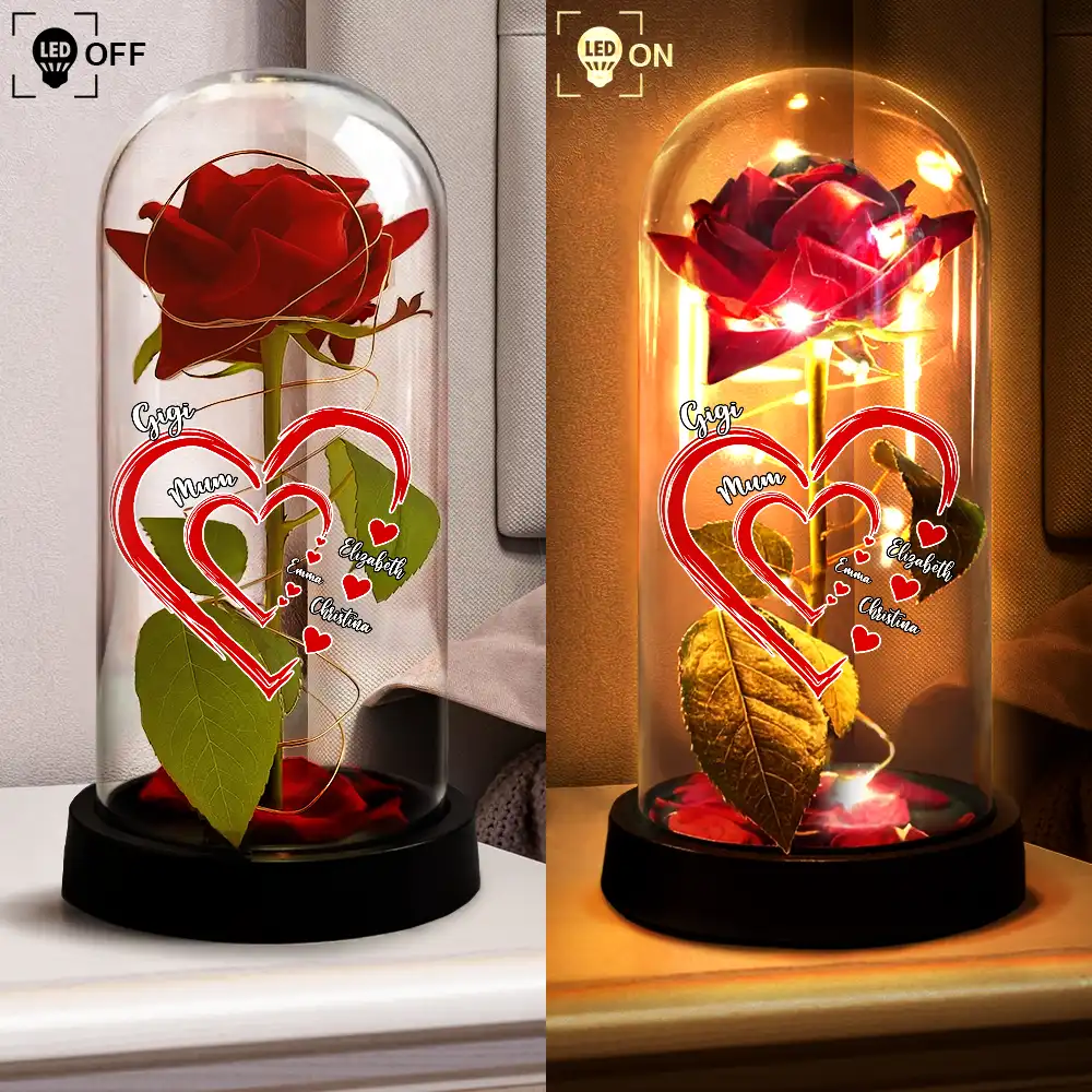 Mom Grandma Sweetheart - Personalized Everlasting Rose Dome Lamp - Image 4