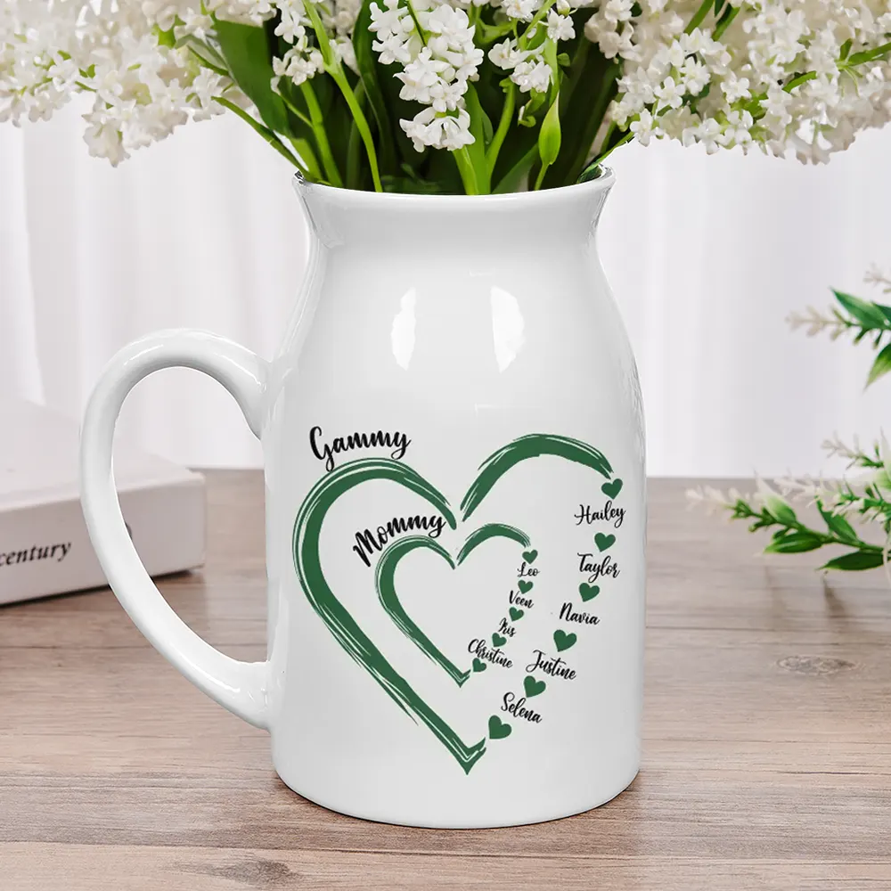Mom Grandma Sweethearts - Personalized Ceramic Flower Vase - Image 2