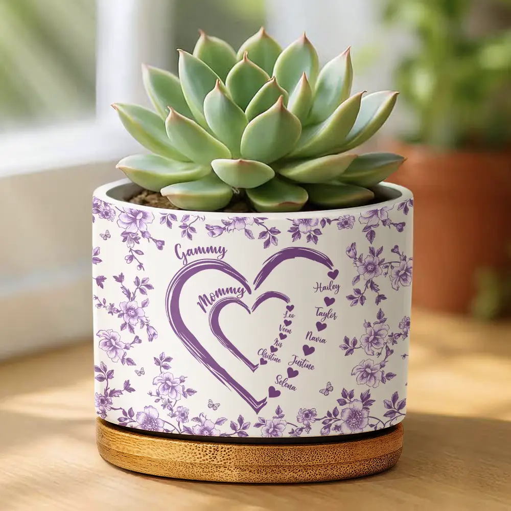 Mom Grandma Sweethearts - Personalized Ceramic Plant Pot - Image 2